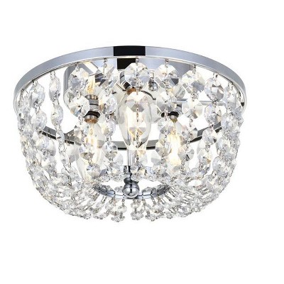 Cora 10 Inch Chrome Flush Mount with Clear Crystal Trim
