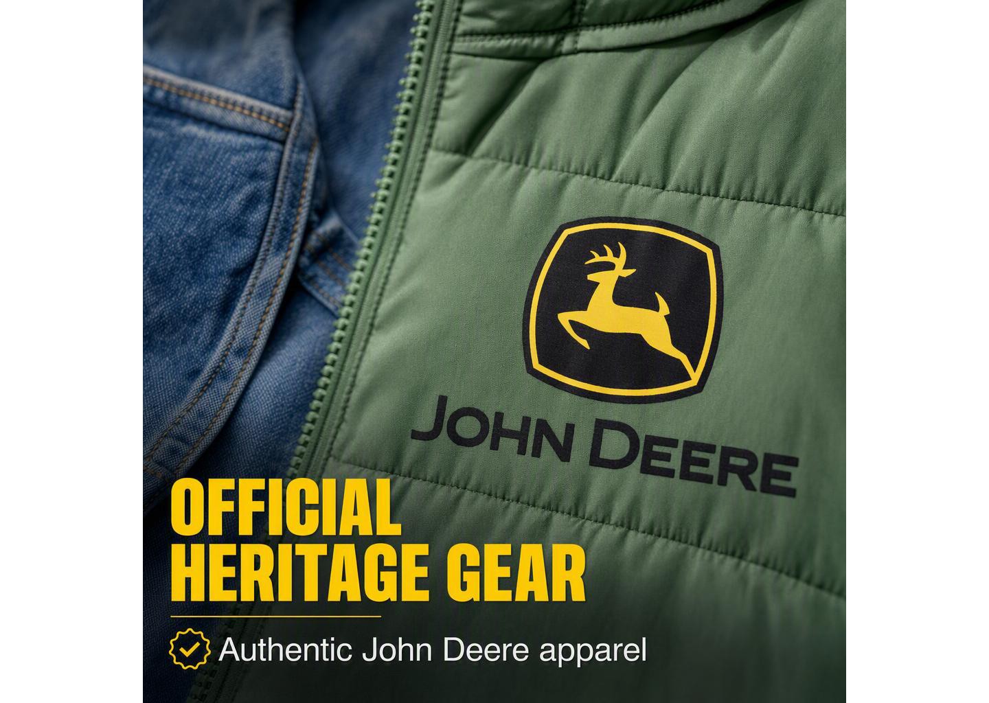 Мужская куртка John Deere Classic Solid Quilted Hooded Puffer Jacket with Front Pockets Forest Green, цвет: Зелёный — фото 7
