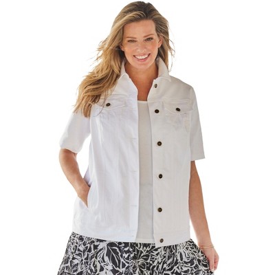 Woman Within Women's Plus Size Short-Sleeve Denim Jacket