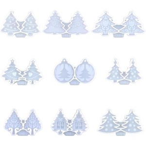 JDICTION 9Pcs Christmas Tree Earrings Mold, Crystal Earring Resin Molds for DIY Decorative Pendants, Silicone Jewelry Molds for Handmade Crafts - 1 of 4