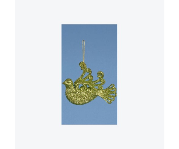 Lynn Roberts 4.5" Glitter Drenched Dove Bird Christmas Ornament - Apple Green