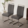 KWPZQEB Set of 2 Dining Chairs, Mid-Century Modern Chairs with C-Shaped Tube and PU Leather Cushion for Living Room Outdoor Lounge - 3 of 4