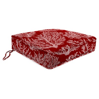 Outdoor Boxed Seat Cushion In Seacoral Red  - Jordan Manufacturing