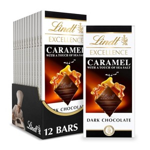 Lindt 4/6/12 Pack Excellence Caramel Sea Salt Dark Chocolate Bar, Dark Chocolate Candy with Pieces of Caramel and Sea Salt Crystals, 3.5oz - 1 of 4