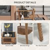 COWLOWN Brown Outdoor End Table with Storage Shelf, Rattan Side Table, Coffee Table with Tempered Glass Top - 4 of 4