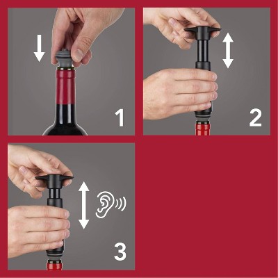 Vacu Vin Wine Saver with Stoppers Black