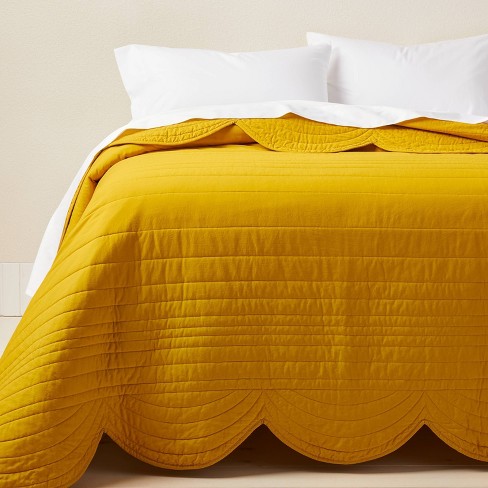 Twin/Twin Extra Long Scalloped Edge Quilt Gold - Opalhouse™ designed with  Jungalow™