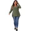 Agnes Orinda Women's Plus Size Long Sleeve V-Neck Decorative Buttons Soft Stretch Knit Blouses - 3 of 4