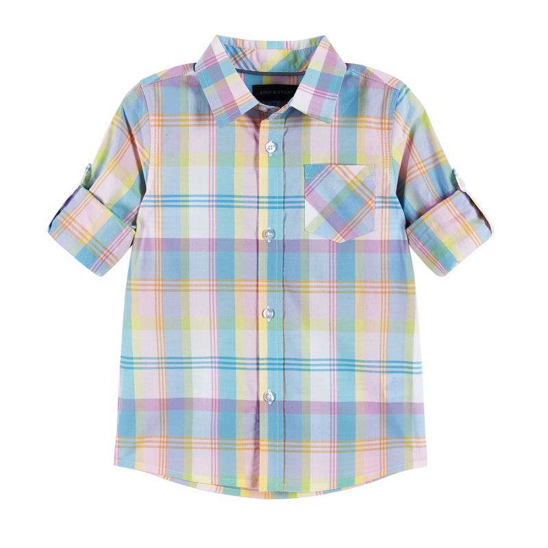 Andy & Evan  Toddler White Plaid Two-Fer Shirt, 3 of 4