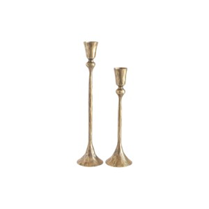 Slickblue Iron Candle Holder Set of 2, Hand-Forged Taper Stands with Weighted Base, Brass or Black, 9.5–12in - 1 of 4