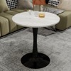 ChicFurnit Coffee Table Mid Century Style Round Textured Marble for Dining and Lounge Areas, Black, 27.56"*27.56"*28.35" - 2 of 4