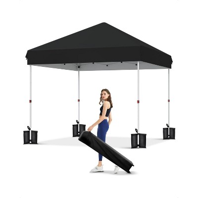Portable Pop-Up Canopy Tent with 3 Adjustable Heights, Waterproof Outdoor Sun Shade with Wheeled Bag, Party Tents for Patio, Deck, Garden, Beach