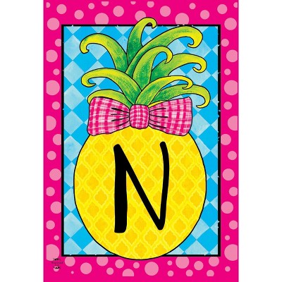 Briarwood Lane Summer Garden Flag 18x12.5 For Outdoor Pineapple Monogram Letter N Garden Flag Flag For Summer Garden Flag Flags For Outside