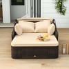 Costway Patio PE Rattan Daybed with Retractable Canopy Soft Cushions and Extra Pillows - image 4 of 4