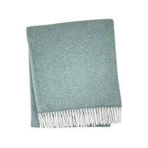 HomeRoots 55" X 70" Sage And White Cotton Blend Woven Herringbone Plush Throw Blanket with Fringe - 1 of 4