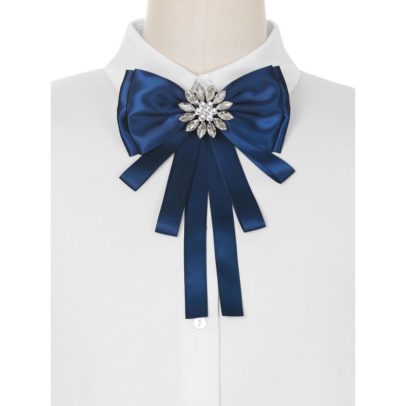 Elerevyo Women's Shirt Dress Rhinestone Ribbon Brooch Bow Tie 1 Pc, 4 of 5