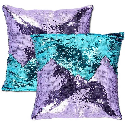 Juvale Set of 2 Mermaid Reversible Sequin Decorative Throw Pillow Case Cushion Covers 18 x 18 in