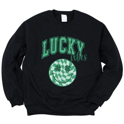 Simply Sage Market Women's Graphic Sweatshirt Lucky Vibes Smiley