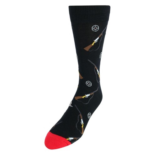 Ctm Men's Hunting Themed Crew Socks, Black : Target