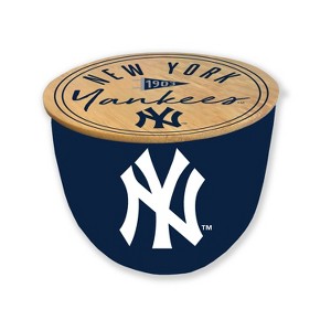 MLB New York Yankees Script Circle Wood Top 3-Wick Ceramic Candle - 1 of 1