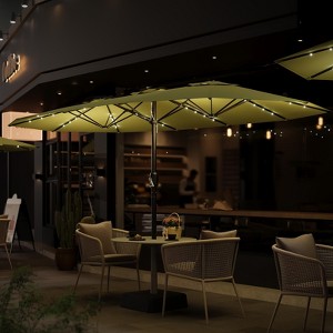 lights for rectangular patio umbrella Amazon.com : SANLUCE Rectangle with solar lights, 10x6.5ft umbrella outdoor patio with Tilt & Crank Market Umbrella 6 Sturdy Ribs UV Protection Waterproof Garden Deck Backyard Pool, Turquoise Protect your family from the harsh rays of the Sun 15ft Rectangular Patio Umbrella with