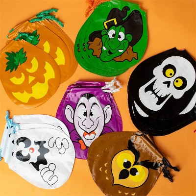 Joyfy 72PCS Halloween Drawstring Goody Candy Bags, Halloween Trick or Treat Gift Bag Bulk for Kids, 12 Designs Classroom Prizes Party Favors Supplies