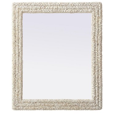 Elegant Lighting Rectangle Cornhusk Mirror 30x36 in Linen White