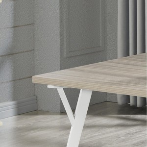 Gulches 55" Contemporary Rectangular Dining Table - White & Light Oak Two-Tone Design, MDF Top, Seats Up to 6 People - 1 of 4