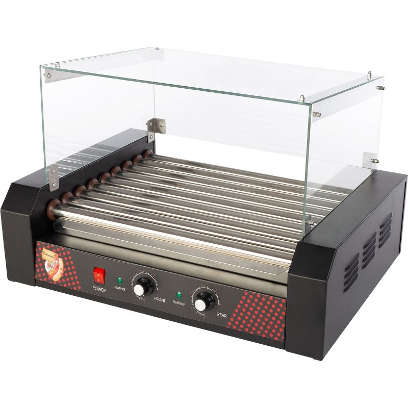 Great Northern Popcorn Hot Dog Roller Machine with Cover & Drip Tray – 1170W Stainless-Steel Cooker with 9 Rollers – 24 Hotdog Capacity Electric Grill, 1 of 13