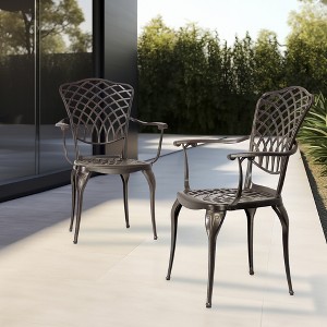 Kinger Home 2-Piece Outdoor Patio Chairs Set for 2, Cast Aluminum Patio Furniture Chairs, Patio Seating, Bronze - 1 of 4