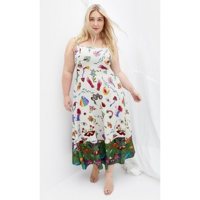 Women's Plus Size Annabel Print Maxi Dress - ivory | CITY CHIC