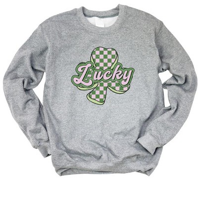 Simply Sage Market Women's Graphic Sweatshirt Lucky Checkered Grunge
