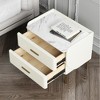 POVISON 20.87-Inch Beige Nightstand with 2 Drawers, Wood Bedside Table,Sintered Stone Tabletop, MDF, Stainless Steel Legs - 4 of 4