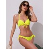 INSPIRE CHIC Women's Knot Twist Halter Double Straps Tie Back Bra Triangle Bottoms Swimwear Bikini Sets 2 Sets - 4 of 4