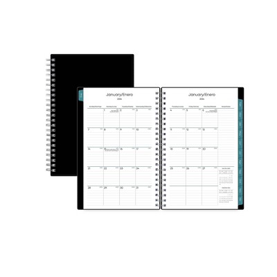 BLUE SKY January to December 2024 5&#34;x8&#34; Weekly/Monthly Safety Wirebound Planning Calendar BS Solid Black Spanish PP