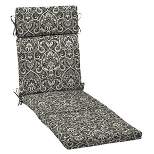 Arden Selections 29.5" x 21" Aurora Damask Outdoor Chaise Lounge Cushion Black