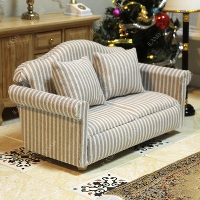 Etokfoks 7pcs Wooden Dollhouse Living Room Furniture Set Includes Sofa Coffee Table Cabinets Console Table for 3-6 Inch Dolls — фото 6