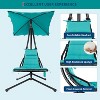 Outdoor Hanging Chaise Lounge Chair with Removable Canopy and Pillow, Curved Steel Hammock Swing for Patio or Garden - 3 of 4