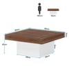 Resenkos Center Coffee Table, Living Room Table,Square Coffee Table, Farmhouse Wood Cocktail Table with LED Light,Brown & White - 4 of 4