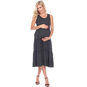 Maternity Scoop Neck Tiered Midi Dress - White Mark - 1 of 3