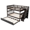 NicBex Full Size Bunk Bed Wooden Bed Frame with Twin Size Trundle, Storage Stairs and Full Length Guardrail, No Box Spring Required - 3 of 4