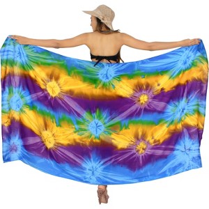 LA LEELA Women's Summer Beach Bikini Wraps Sarong Cover up Wrap Swimsuit Swimwear Bathing Suit Cover Ups for Womens One Size Gold, Tie Dye Design - 1 of 4