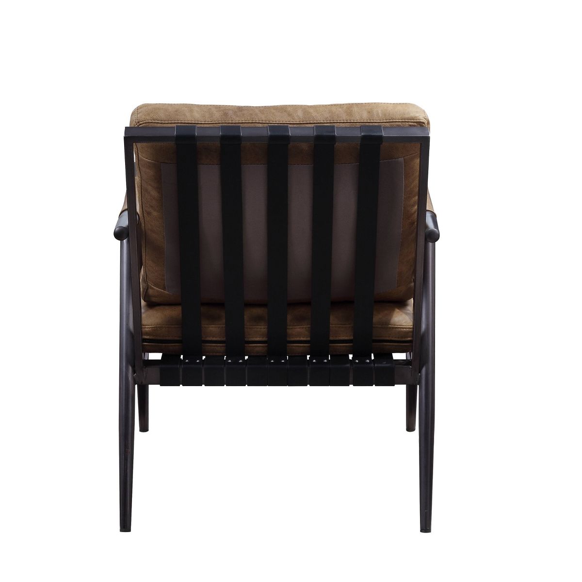 Acme Furniture 26" Anzan Accent Chair Berham Chestnut Top Grain Leather/Matt Iron Finish: No Assembly, Metal Frame, Dry Dust Care - thumbnail 4