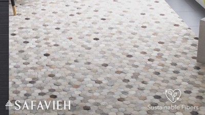 Handmade Ivory Geometric Cowhide Runner Rug 2'3" x 7'