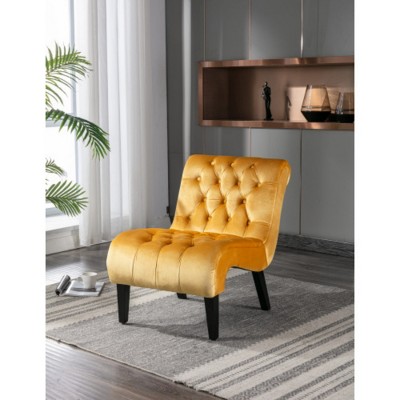 Syemin Accent Chairs Velvet Modern Leisure Lounge Chair with Tufted Backrest, Upholstered Sleeper Chairs for Living Room, Green, 22.83"*30.71"*33.86"