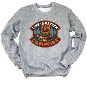 Simply Sage Market Women's Life Is Better Around The Campfire Badge Gildan Sweatshirt - 1 of 2