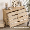 Jojoka Modern 8 Drawer Wooden Dresser Chest, Rattan Dresser for Bedroom, Wide Wood Beside Table for Closet, Nursery, Living Room and Entryway - 4 of 4