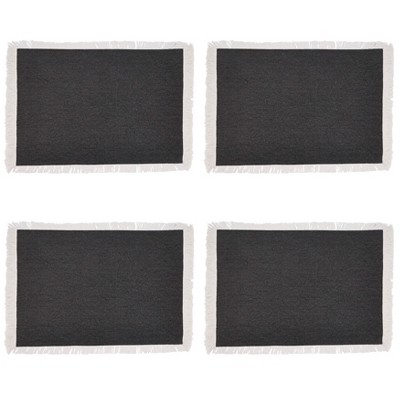 Black Cotton Fringe Border Placemat Set of 4