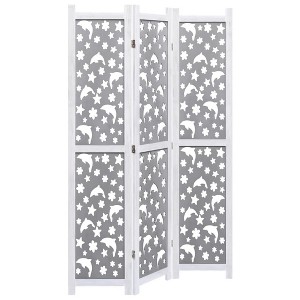 vidaXL Solid Wood Room Divider, 3-Panel, 41.3"x65", Gray and White, Freestanding and Foldable, Stylish Partition Screen for Decoration - 1 of 4
