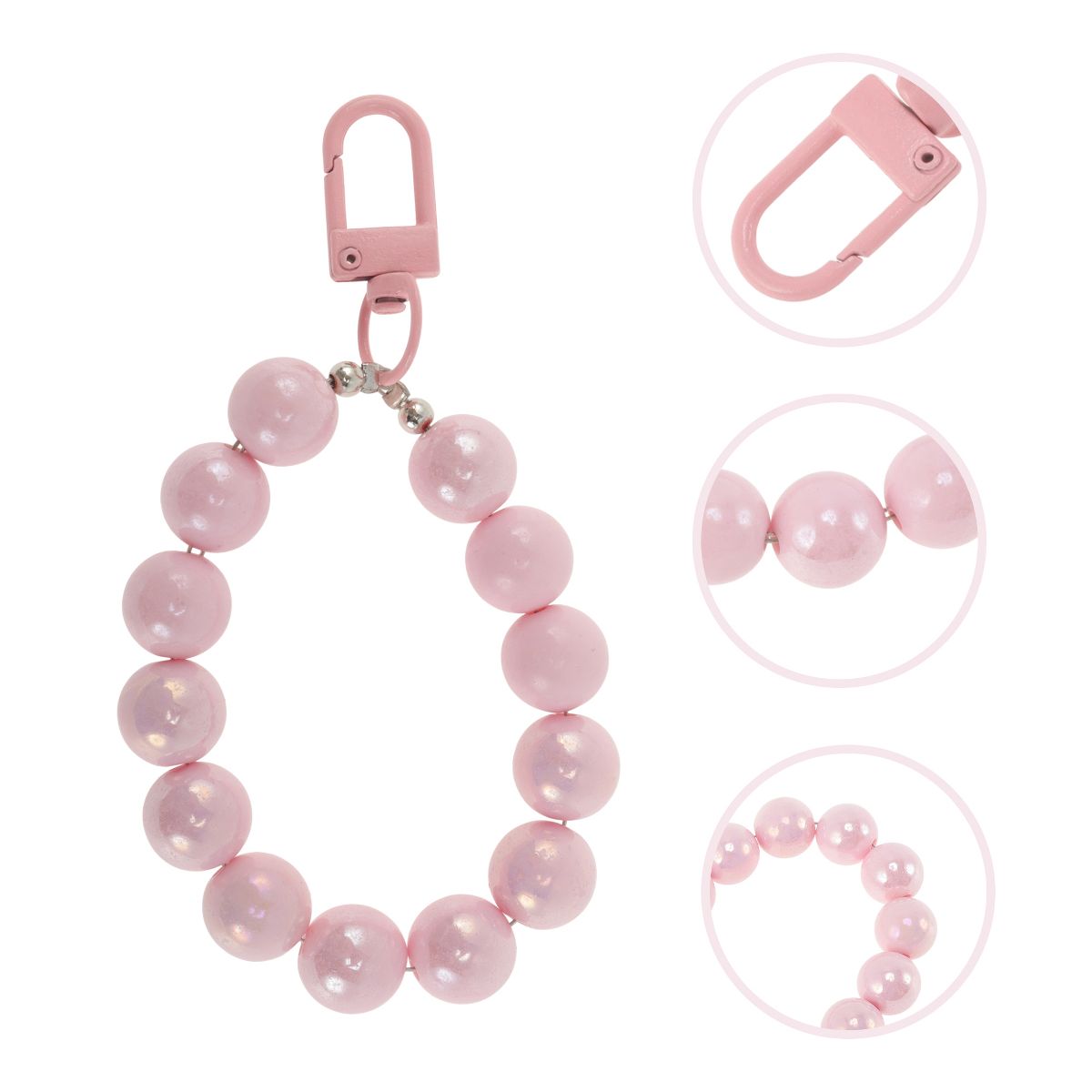 Unique Bargains Electroplated Beads Phone Charm Pink 1 Pc - thumbnail 4